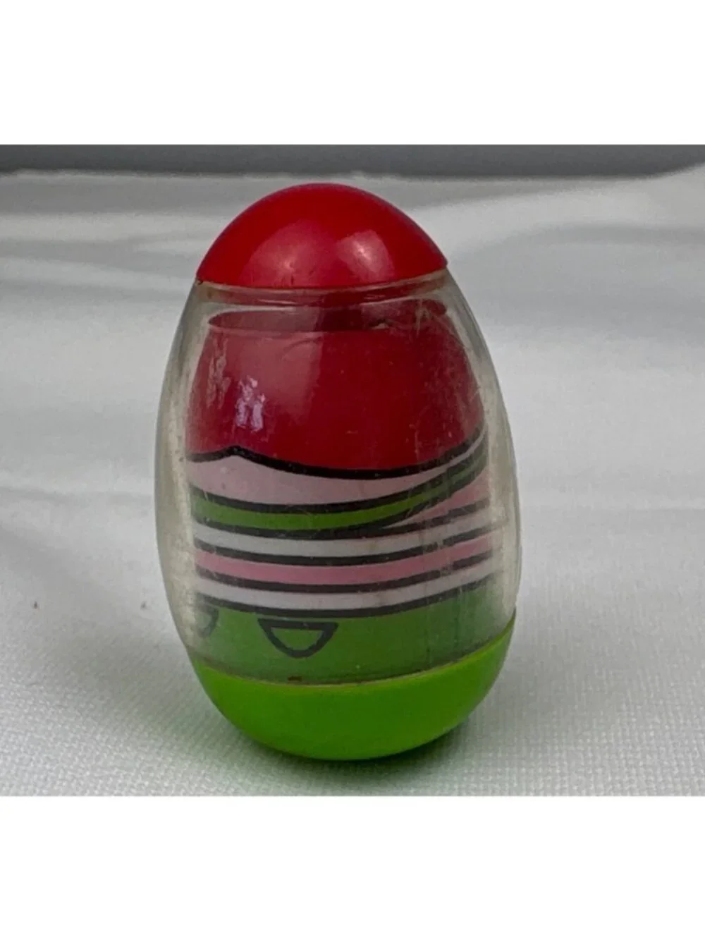 1973 Hasbro Girl Weeble Toy Red Green Colors Adorable Tumbles But Stays Upright